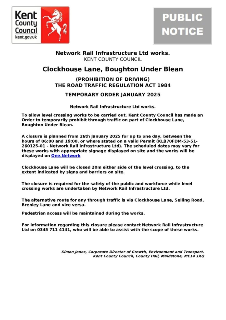 Public Notice Clockhouse Lane, Boughton Under Blean Page 0001